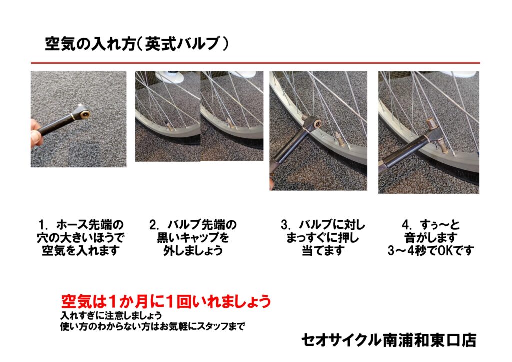 英式バルブの空気の入れ方